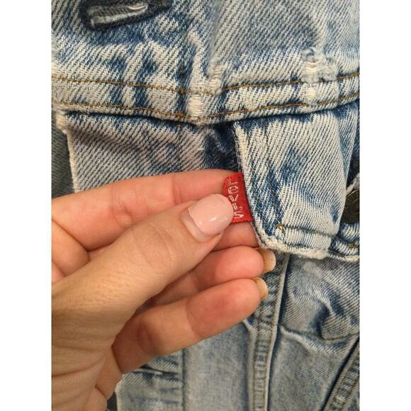 Vtg Levi’s trucker jean jacket men M thrashed USA gorpcore emo punk Western rock - Picture 8 of 16